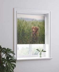 Roller blind with personal photo printed on blackout fabric
