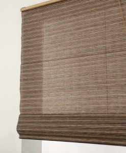 Pull-up/roll-up curtain, two-in-one, brown, striped