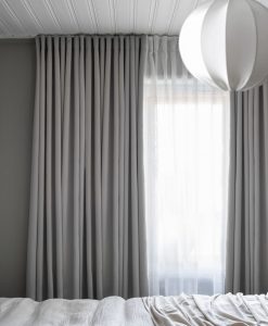 Curtain Svala, dim-out, light grey, extra long and wide
